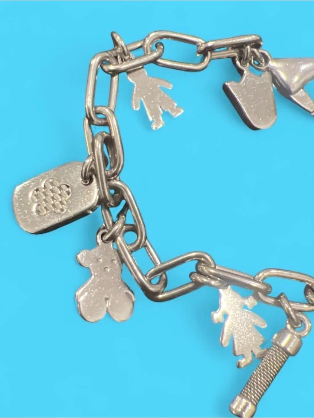 Tous Silver-tone Charm Bracelet with Heart, Star & Teddy Charms
